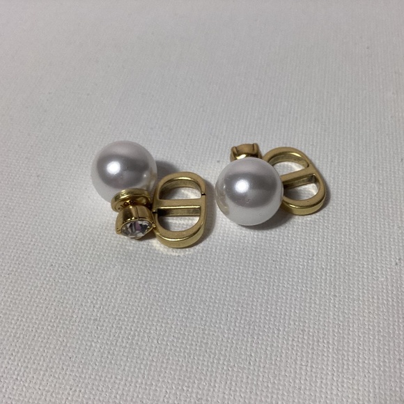 Dior Gold and White Pearl Earrings - Picture 1 of 5